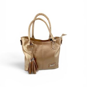 Bolsa De Dama Sanley Color Dorado Metalizado