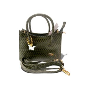 Shopper Mini Verde Oliva Grabado Geométrico