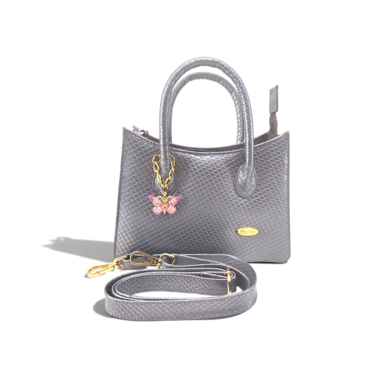 Shopper Mini Color Gris Plata Metalizado